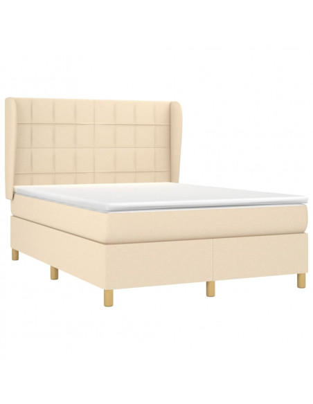 Giroletto a Molle con Materasso Crema 140x19 cm in Tessuto