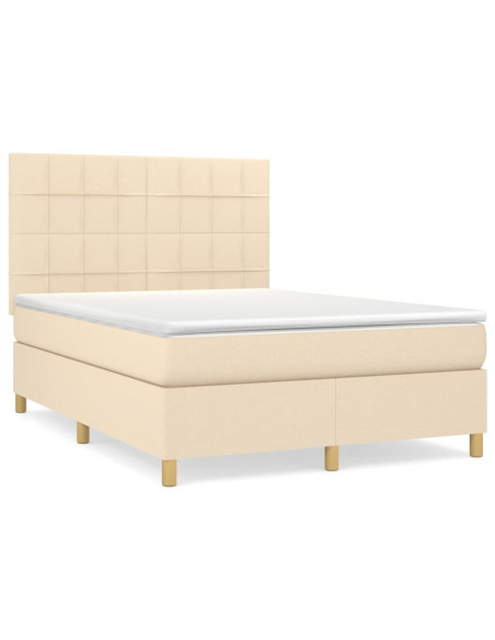 Giroletto a Molle con Materasso Crema 140x19 cm in Tessuto