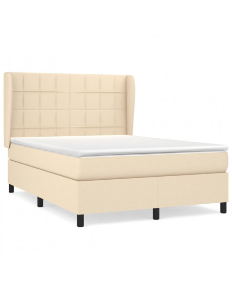 Giroletto a Molle con Materasso Crema 140x19 cm in Tessuto