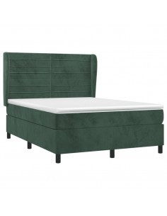 Giroletto a Molle con Materasso Verde Scuro 140x190 cm Velluto 2