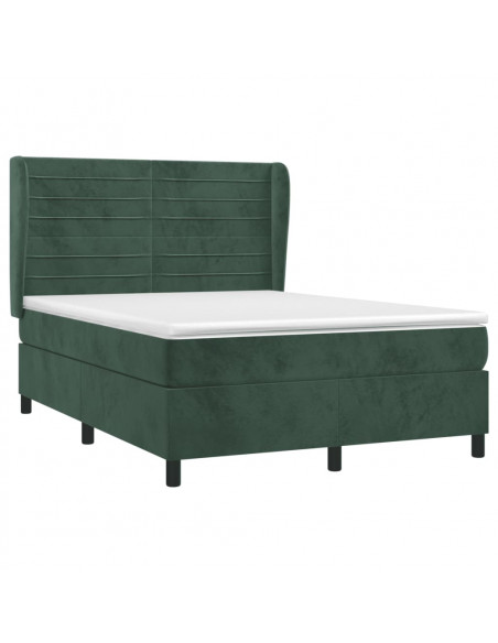 Giroletto a Molle con Materasso Verde Scuro 140x190 cm Velluto