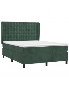 Giroletto a Molle con Materasso Verde Scuro 140x190 cm Velluto 2