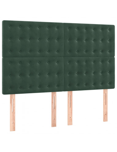 Giroletto a Molle con Materasso Verde Scuro 140x190 cm Velluto