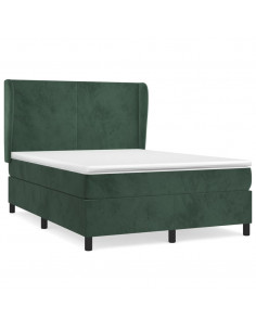 Giroletto a Molle con Materasso Verde Scuro 140x200 cm Velluto