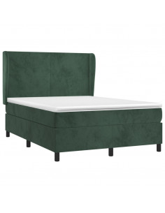 Giroletto a Molle con Materasso Verde Scuro 140x200 cm Velluto 2