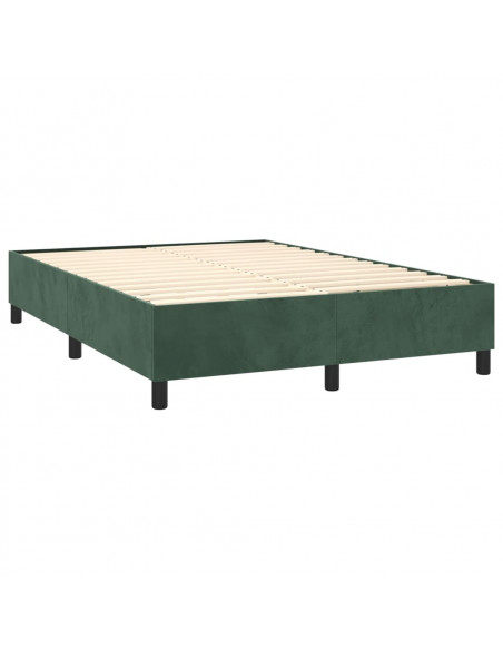 Giroletto a Molle con Materasso Verde Scuro 140x200 cm Velluto