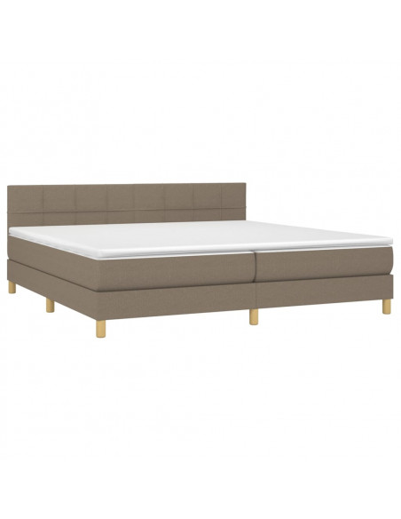 Letto a Molle Materasso e LED tortora 200x200cm in Tessuto