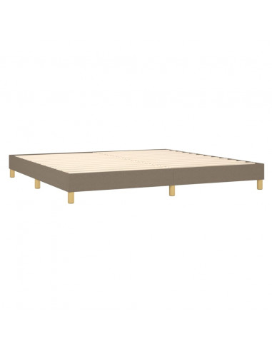 Letto a Molle Materasso e LED tortora 200x200cm in Tessuto