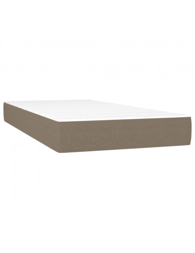 Letto a Molle con Materasso e LED Tortora 100x200cm in Tessuto