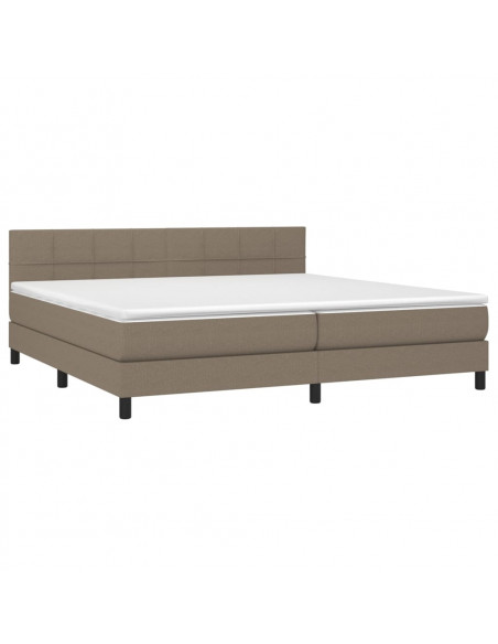 Letto a Molle Materasso e LED tortora 200x200cm in Tessuto