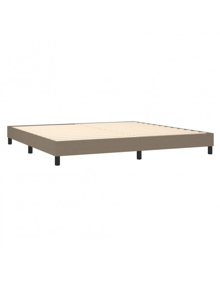 Letto a Molle Materasso e LED tortora 200x200cm in Tessuto