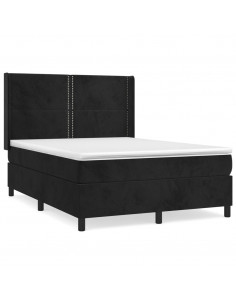 Giroletto a Molle con Materasso Nero 140x190 cm in Velluto