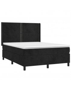 Giroletto a Molle con Materasso Nero 140x190 cm in Velluto 2