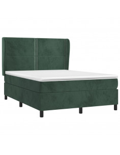 Giroletto a Molle con Materasso Verde Scuro 140x190 cm Velluto 2