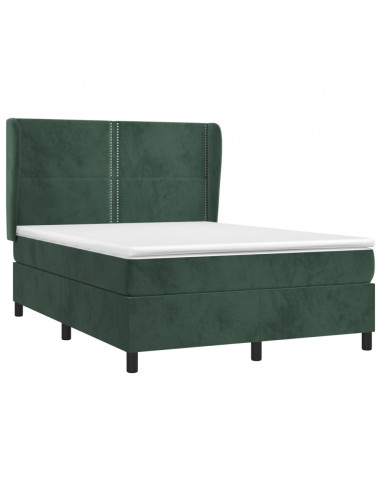 Giroletto a Molle con Materasso Verde Scuro 140x190 cm Velluto