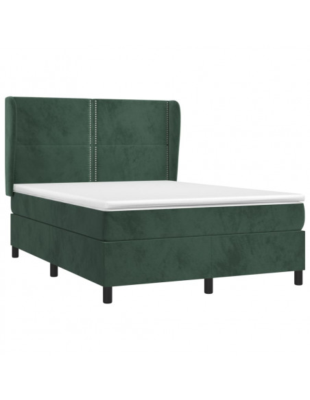 Giroletto a Molle con Materasso Verde Scuro 140x190 cm Velluto