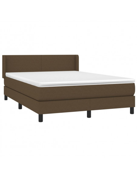 Giroletto a Molle con Materasso Marrone Scuro 140x190cm Tessuto