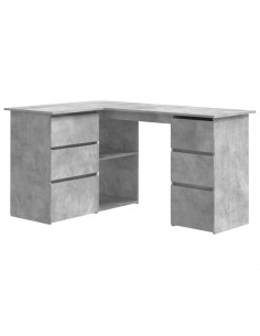 Scrivania Angolo Grigio Cemento 145x100x76 cm Legno Multistrato