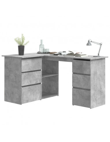 Scrivania Angolo Grigio Cemento 145x100x76 cm Legno Multistrato