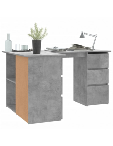 Scrivania Angolo Grigio Cemento 145x100x76 cm Legno Multistrato
