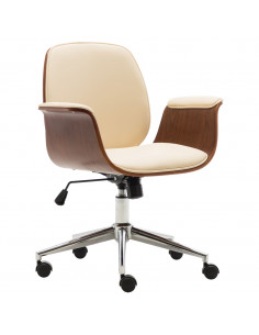 Sedia da Ufficio Crema in Legno Piegato e Similpelle