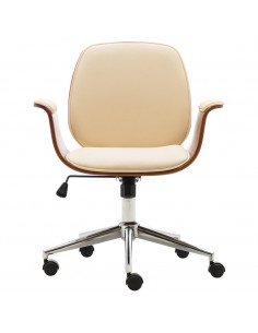 Sedia da Ufficio Crema in Legno Piegato e Similpelle 2