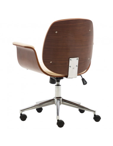 Sedia da Ufficio Crema in Legno Piegato e Similpelle