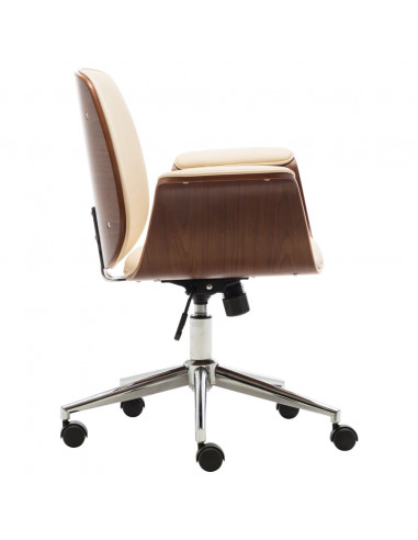 Sedia da Ufficio Crema in Legno Piegato e Similpelle