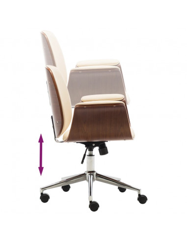 Sedia da Ufficio Crema in Legno Piegato e Similpelle