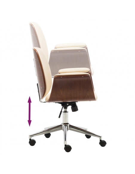 Sedia da Ufficio Crema in Legno Piegato e Similpelle