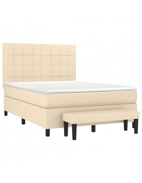 Giroletto a Molle con Materasso Crema 140x200 cm in Tessuto