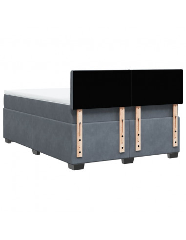 Giroletto a Molle con Materasso Grigio Scuro 140x190 cm Velluto