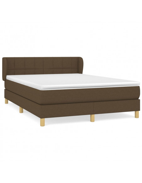 Giroletto a Molle con Materasso Marrone Scuro 140x190cm Tessuto