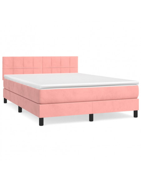 Giroletto a Molle con Materasso Rosa 140x190 cm in Velluto