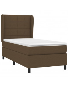 Giroletto a Molle con Materasso Marrone Scuro 100x200cm Tessuto 2