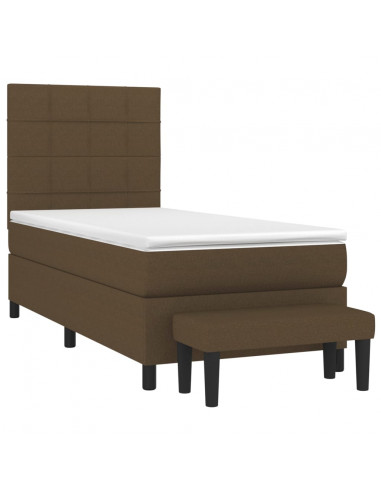Giroletto a Molle con Materasso Marrone Scuro 100x200cm Tessuto