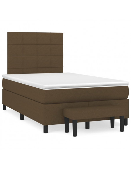 Giroletto a Molle con Materasso Marrone Scuro 120x200cm Tessuto