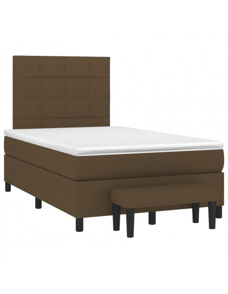 Giroletto a Molle con Materasso Marrone Scuro 120x200cm Tessuto
