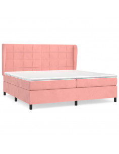 Giroletto a Molle con Materasso Rosa 200x200 cm in Velluto