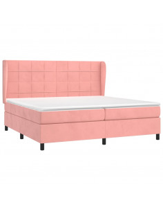 Giroletto a Molle con Materasso Rosa 200x200 cm in Velluto 2