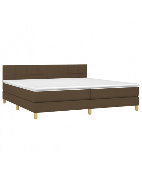 Letto a Molle Materasso e LED Marronescuro 200x200cm in Tessuto