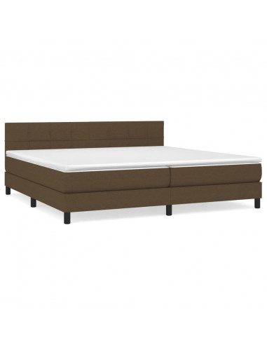 Giroletto a Molle con Materasso Marrone Scuro 200x200cm Tessuto