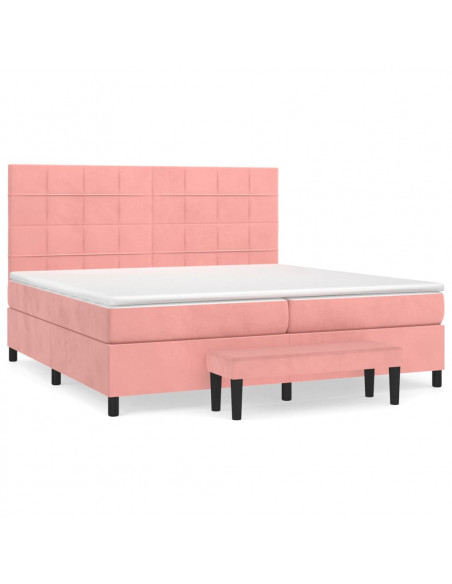 Giroletto a Molle con Materasso Rosa 200x200 cm in Velluto
