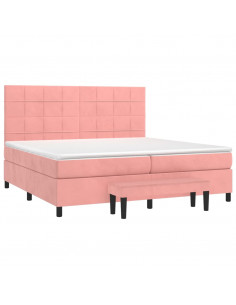 Giroletto a Molle con Materasso Rosa 200x200 cm in Velluto 2
