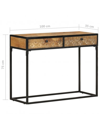 Tavolo Consolle 100x35x75 cm in Legno Massello di Mango