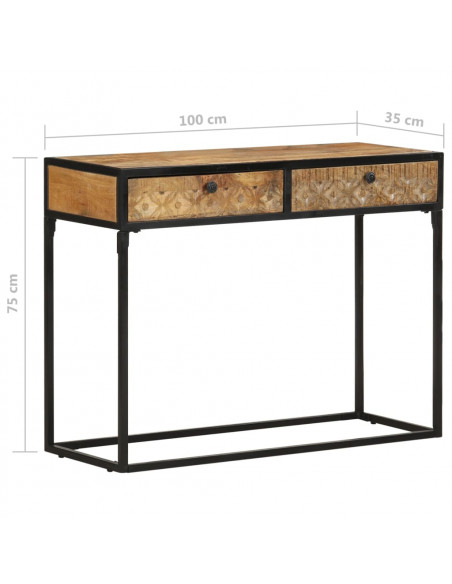 Tavolo Consolle 100x35x75 cm in Legno Massello di Mango