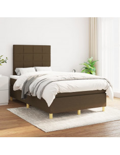 Giroletto a Molle con Materasso Marrone Scuro 120x190cm Tessuto 2