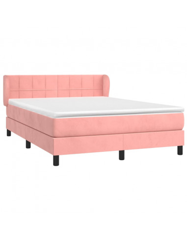 Giroletto a Molle con Materasso Rosa 140x190 cm in Velluto