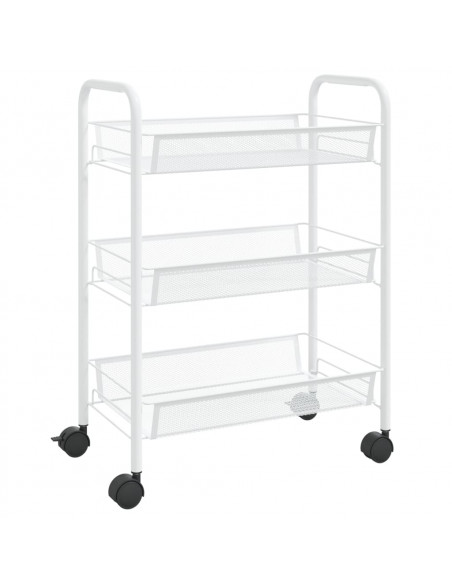 Carrello da Cucina con 3 Ripiani Bianco 46x26x64 cm in Ferro