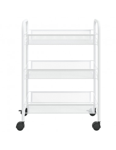 Carrello da Cucina con 3 Ripiani Bianco 46x26x64 cm in Ferro